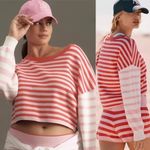 Anthropologie Daily Practice Striped Sweater in Pink Combo Size Small NWT $98 Photo 1