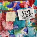 VINTAGE BRIGHT FLORAL PLEATED MIDI SKIRT FLOWY Blue Photo 1