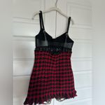 MONSE Hook & Eye Cutout Leather & Wool Houndstooth Minidress Photo 6