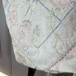 Vintage Handmade Patchwork Embroidered Cotton Tote Cottagecore Bag Pink Photo 6