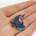 Blue Glitter Whale Shark Soft Enamel Pin Photo 0