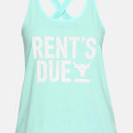 Under Armour  Project Rock "Rent's Due" tank top light blue aqua XS women’s nwot Photo 0