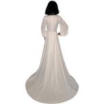1970s Vintage Wedding Gown w/ Bustled Train & Veil ILGWU Union small White Photo 2