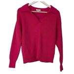 On 34th pink ribbed collared vneck sweater small Pink Photo 2