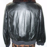 Vintage Black Leather/Fur Reversible Bomber Jacket Photo 2