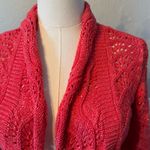 Elle  Fuchsia Pink Open-Front Knit Shrug Cardigan Sweater Silver Metallic XS Photo 5