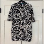 Tori Richard Honolulu Black White Hawaiian Floral Shirt Dress Size 4 Beach Vacay Photo 1