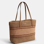 Coach NWT  Straw and smooth leather City Tote Bag CBG87 Im/Honey Brown Photo 4