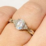 Aquamarine & Diamond Ring 10K White Gold Size 6.75 Photo 1