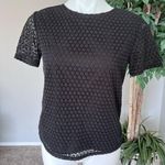 Theory COPY -  Eyelet Short Sleeve Back Button Blouse Photo 0