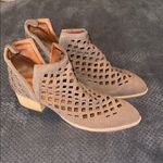 Jeffrey Campbell Tan Perforated Suede Block Heel Ankle Boots Size 8 Photo 2