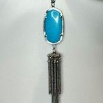 Kendra Scott Rayne Long Pendant Necklace Turquoise Magnesite Silver Photo 0