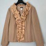 J.Crew  Cream and Brown Ruffle Trim Blazer‎ Photo 0