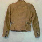 Etcetera tan leather snakeskin jacket sz 2 preppy moto 90s fall winter *flaw Photo 8