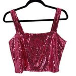 Rachel Zoe Sequin cropped loose fit tank top size M pink birthday date da club Photo 0