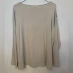 Chico's Women’s Satin Garden Long Sleeve Tee Size 3 XL Beige Floral Scoop Neck Photo 4