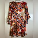 Amiana Multicolor Long Sleeve Dress Orange Size M Photo 2