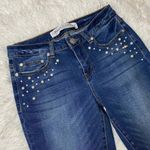 Absolutely Famous Skinny Jeans Womens 4 Blue Medium Wash Embellished Pearl Photo 1