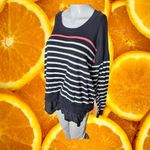 Torrid ‎ Women's Black White Stripe Pullover Ruffle Hem Sweater Size 00 Photo 3