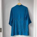 Soft Surroundings NWT Blue Nightingale Topper Open Front Eyelet Cardigan Photo 3