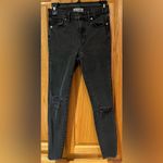 Madewell Women's High Riser Ripped Skinny Jeans in Black Sea Raw Hem Size 27 Photo 5