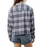 PacSun  Outer Banks Treasure Distressed Cropped Flannel Shirt Blue Red Medium Photo 7