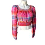 Sanctuary NWT, Laurie Solet Madras Smocked Crop Top, Sz XS Photo 5