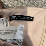 ZARA  Corset Womens Small Satin Cropped Light Pink Beige Sleeveless Smocked Zip Photo 1