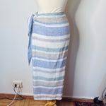 ZARA  Blue and Green Striped Wrap Skirt Photo 5