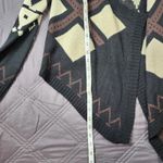 West 36th Black White Fair Isle Argyle Waterfall Cardigan Sweater M/L Western Red Size M Photo 5