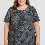 Cato Black and Gray Boxy Tunic with 3/4 Sleeves Photo 0