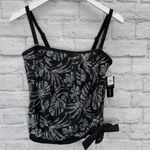 Island Escape Coral Gables Printed Blouson Bandeau Tankini Top Size 10 Black New Photo 1