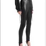 Hudson Jeans black leather high rise zipper skinny moto stirrup leggings pants Photo 8