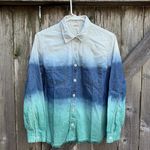 Free People Before Sunrise Ombré Denim Button Front Shirt Small Photo 2