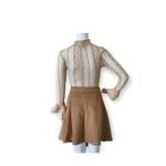Fuinloth Faux Suede High Wasit Mini Skirt Tan Size XL Photo 5