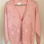Vintage 90s Ellen D Cottagecore Pink Heart Cardigan Medium Photo 0