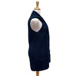 Kilronan Knitwear Irish Knit Open Front Long Vest XS Merino Wool Blue Fisherman Photo 6