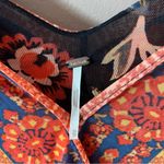 Free People  Autumnal Havana Orange and Black Floral Paisley Faux Wrap Tank Top Photo 2