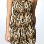 Cache Animal Metallic Kissed Halter Dress Rhinestone Metal Rings New NWT $158 Photo 0