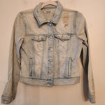 Refuge  Distressed Denim cropped jacket size womens small Photo 0