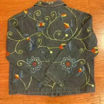 Studio Works  Embroidered Floral Button Up Lightweight Denim Jacket Size Medium Photo 8