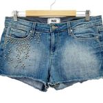 Paige Denim Jean Shorts Size 29 Blue Distressed Studded Raw Hem Paxton Stretch Photo 0