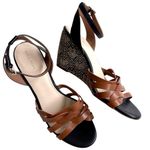 Cole Haan EUC Leather Myra Wedge Sandals Brown Black Size 11 Photo 1