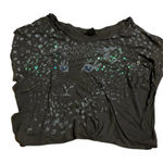 Free People  leopard cat face Charcoal Gray‎ Top Photo 0