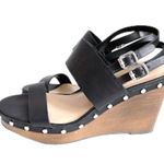 Bleecker and Bond  Sandra  Leather Wedge Black Studded Platform Sandals  Size 10 Photo 13