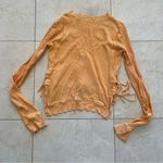 Free People  Orange Waffleknit Longsleeve Side Tie Sz Small Photo 4