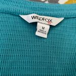 Wildfox  Teal Haley Waffle V Neck Sweatshirt EUC Size M Photo 3
