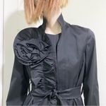 Joseph Ribkoff Style 12714 Black Belted Dress Coat with Big Flower Accent Size 2 Photo 4