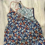 Hem & Thread  Floral Sleeveless Cami Dress Blue Orange VNeck Midi Sundress Size S Photo 3