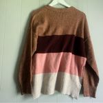 Arizona Jeans  Oversized Striped Brown & Pink Crew Neck Sweater M Photo 1